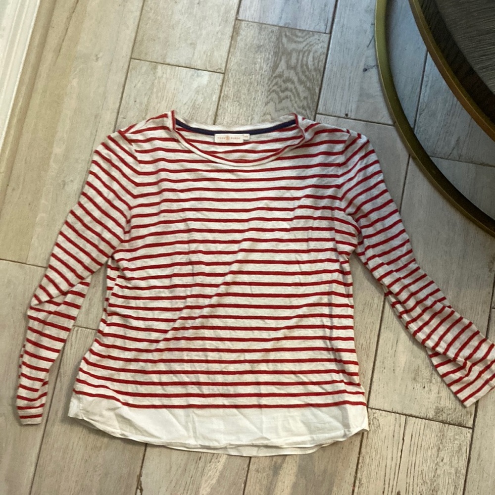 Tory Burch red and white striped shirt